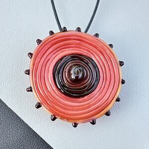 Boob Art Glass Pendant Spiral Boobcore Nip Cheeky Risqué Breast Necklace Bold